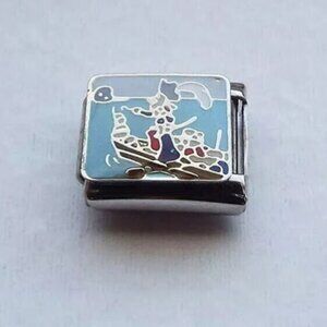 Captain Hook the pirate enamel 9mm stainless steel italian charm bracelet link
